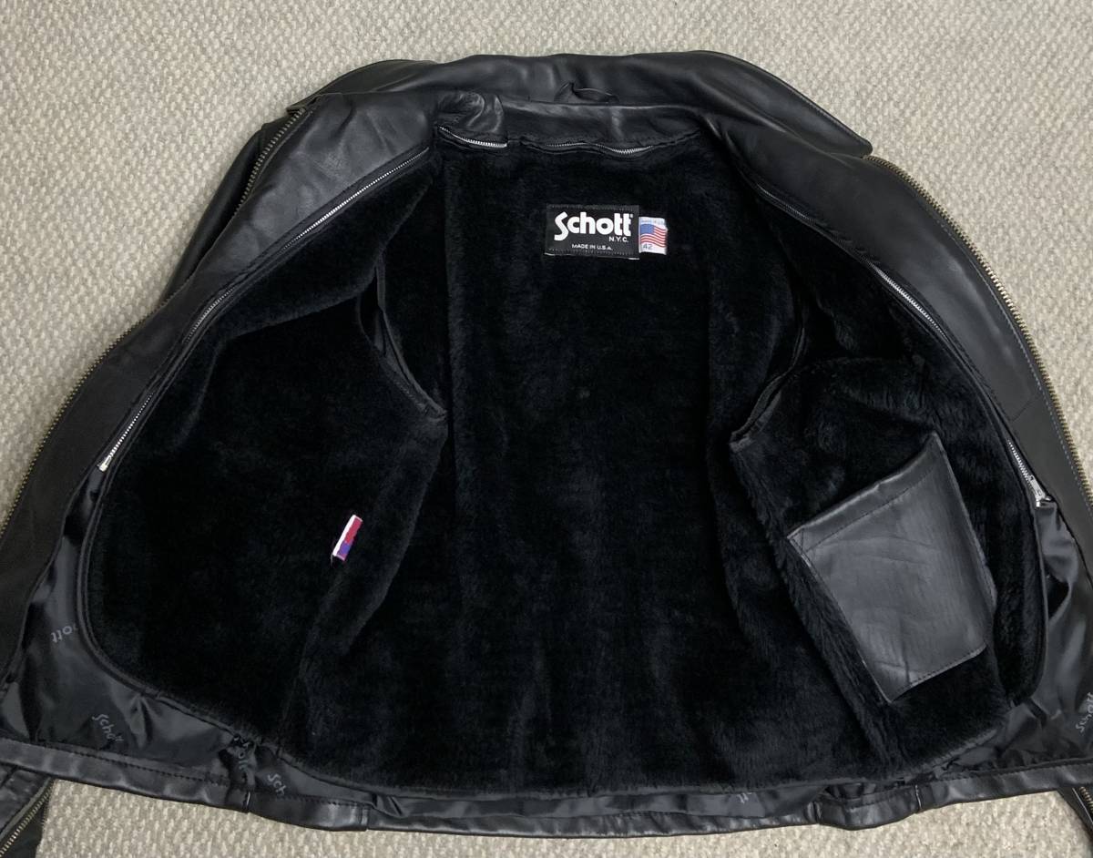 良品②schott【42】643ライナー付 米国製 シングルライダース 良品②schott【42】643ライナー付 米国製 シングルライダース
