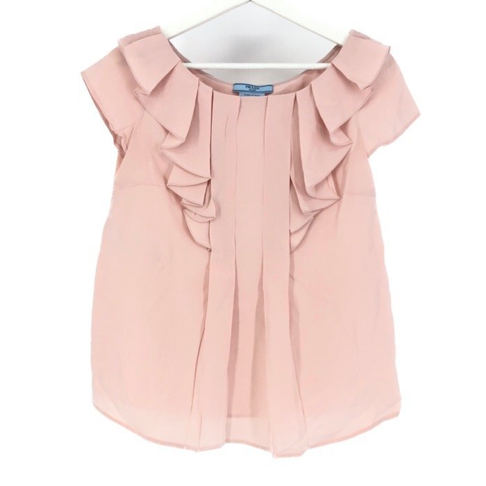  Prada PRADA silk blouse frill size 38 7 number S corresponding pink 