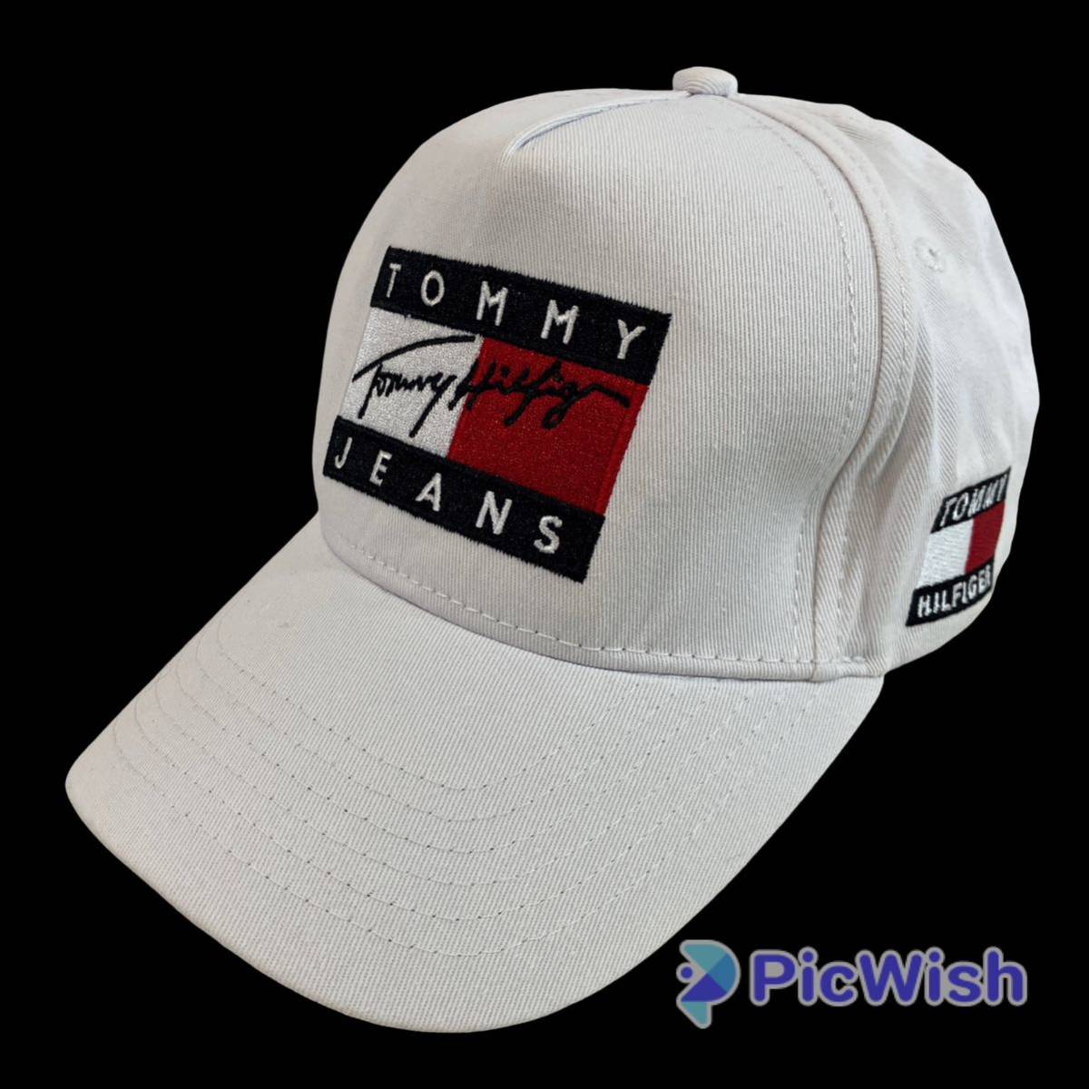 Tommy Hilfiger jeans ladies デカロゴキャップ　白　トミーヒルフィガー　トミージーンズ　帽子　CAP フリーサイズ 男女兼用 ベースボール_画像1