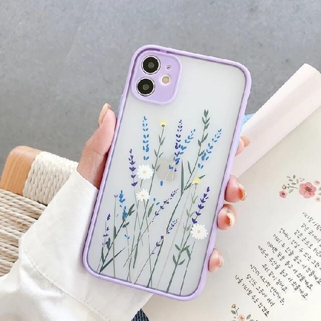 アイフォン12 iphone12 ケース パープル　iphoneケース　スマホケース　花柄　北欧　デイジー　マリメッコ marimekko ドライフラワー_画像1