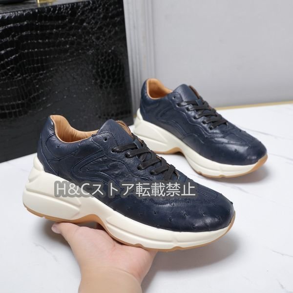  ostrich leather Ostrich leather men's walking shoes high King shoes sneakers low cut size selection possible Secret shoes 