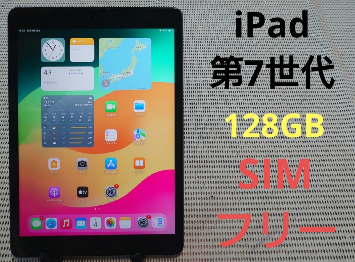 完動品SIMフリーiPad第5世代(A1822)本体32GBシルバー送料込-