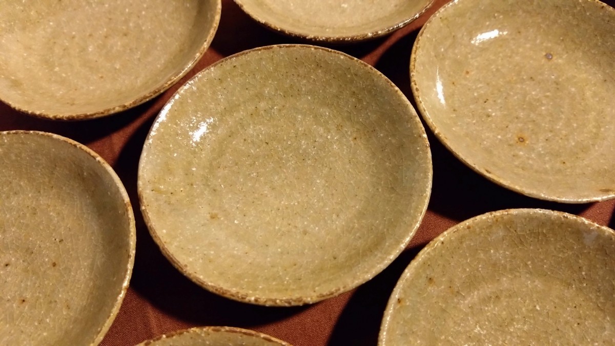 越前焼　豆皿　菓子皿　緑釉　作家物　アンティーク越前焼　茶道具　１０客_画像6