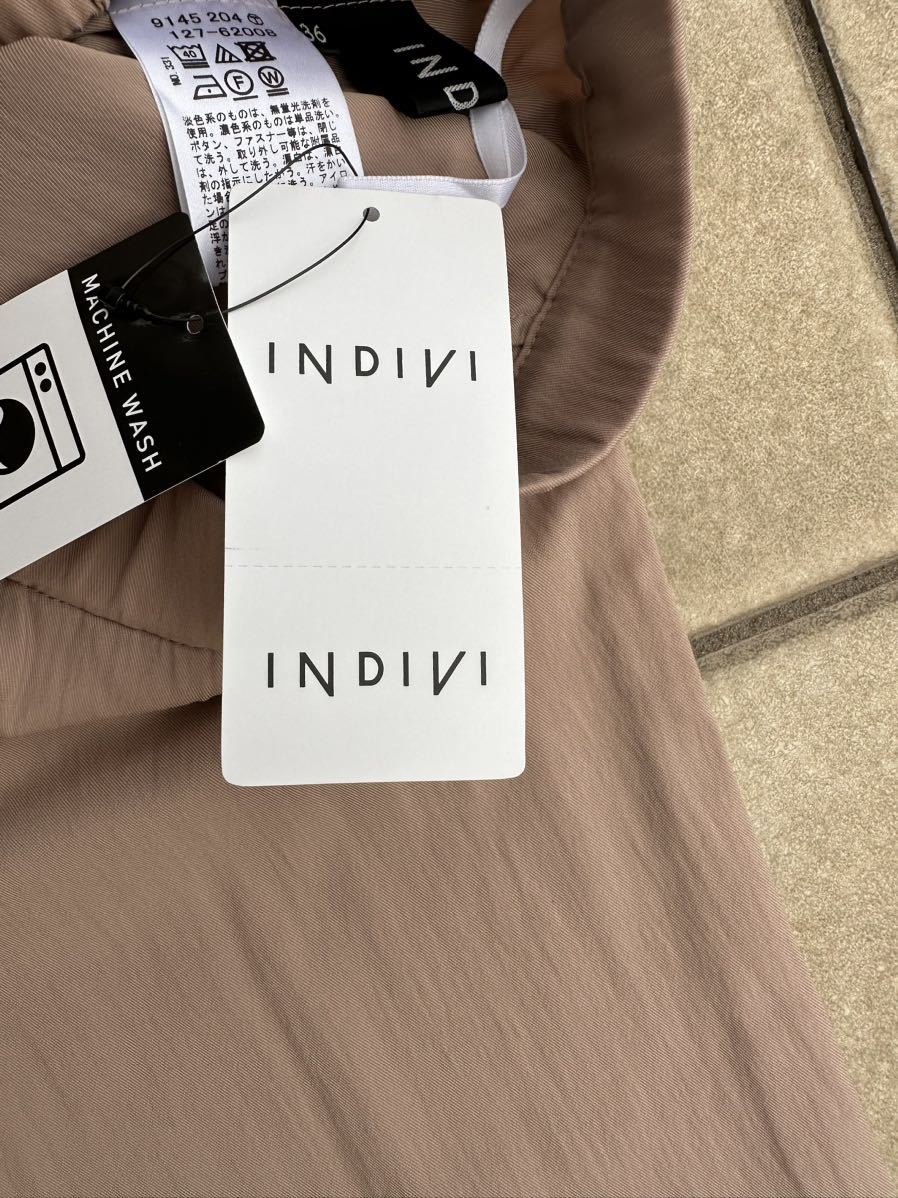  новый товар бирка не прибывший INDIVI Indivi [.... брюки ...] сирень расческа - tuck конические брюки 2021SS размер 36 бежевый обычная цена,14.850 иен 