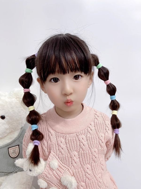 濃いめ 100入り ヘアゴム こども 赤ちゃん 髪に優しい 留め 輪ゴム 髪ゴム 子供 おしゃれ かわいい カラフルの画像6