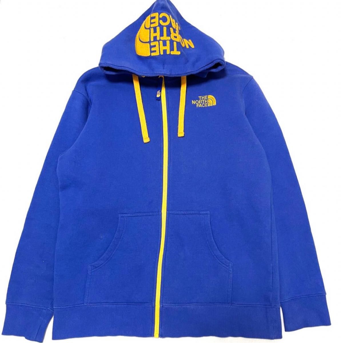 希少カラー ノースフェイス ジップアップパーカー リアビュー 青 L THE NORTH FACE 裏起毛 フーディ HOODIE