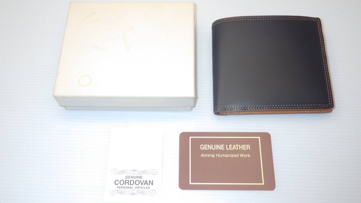 未使用 新品 CORDOVAN GENUINE LEATHER 二つ折り 財布 馬革-