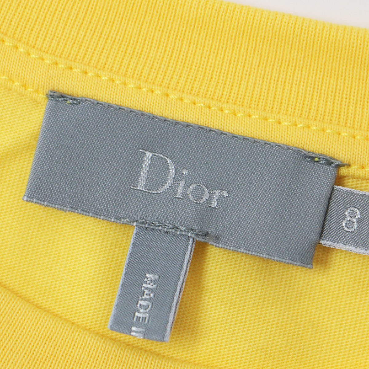 美品 Dior ディオール カットソー Tシャツ トップス イエロー 8(KIDSサイズ) プルオーバー 半袖 ロゴ 刺繍 コットン ブランド ロゴT_画像4