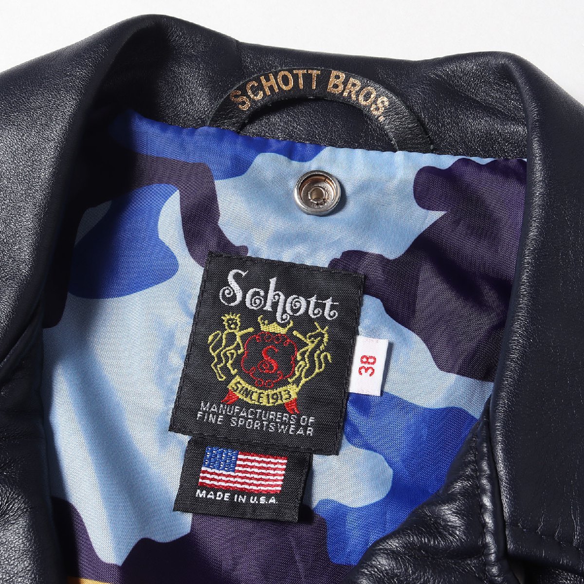 SOPHNET ソフネット Schott ラムレザー ワンスター ダブル ライダース ジャケット ONESTAR RIDERS JACKET 16SS ネイビー 38(M)_画像4