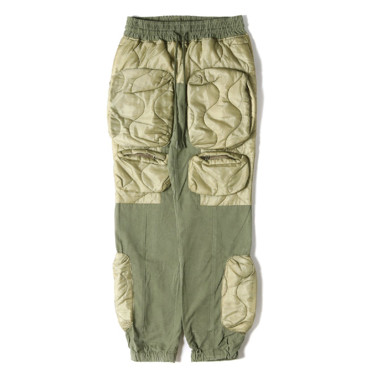 美品 READYMADE レディメイド 0SS ヴィンテージテント キルティング ミリタリー イージー パンツ LINER PARACHUTE PANTS オリーブ 1