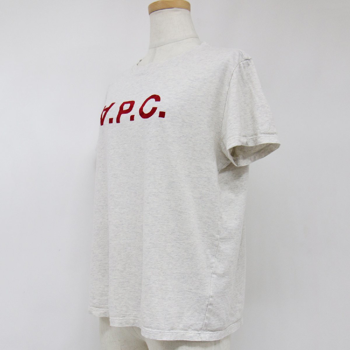 A.P.C. A.P.C. T-shirt tops cut and sewn light gray L short sleeves crew neck brand Logo flocky print cotton cotton 