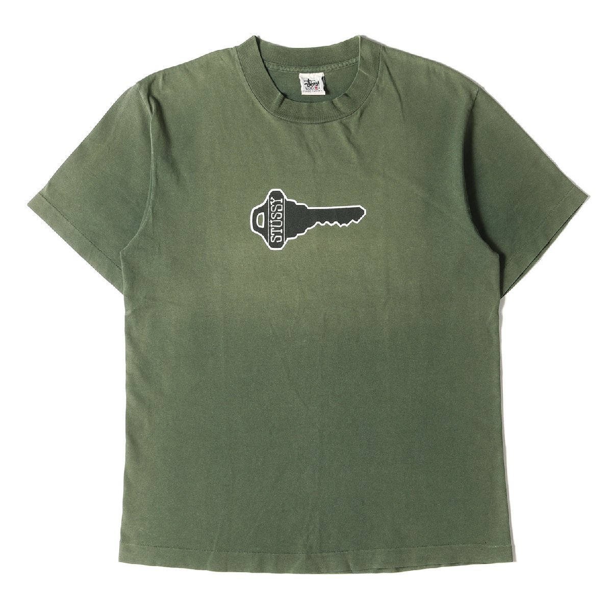 Stussy Stussy T -Fish Size: M 90 -х годов Стусси -белый тег Ключ графический экипаж с коротким рукавом T -Fish USA Green 90s