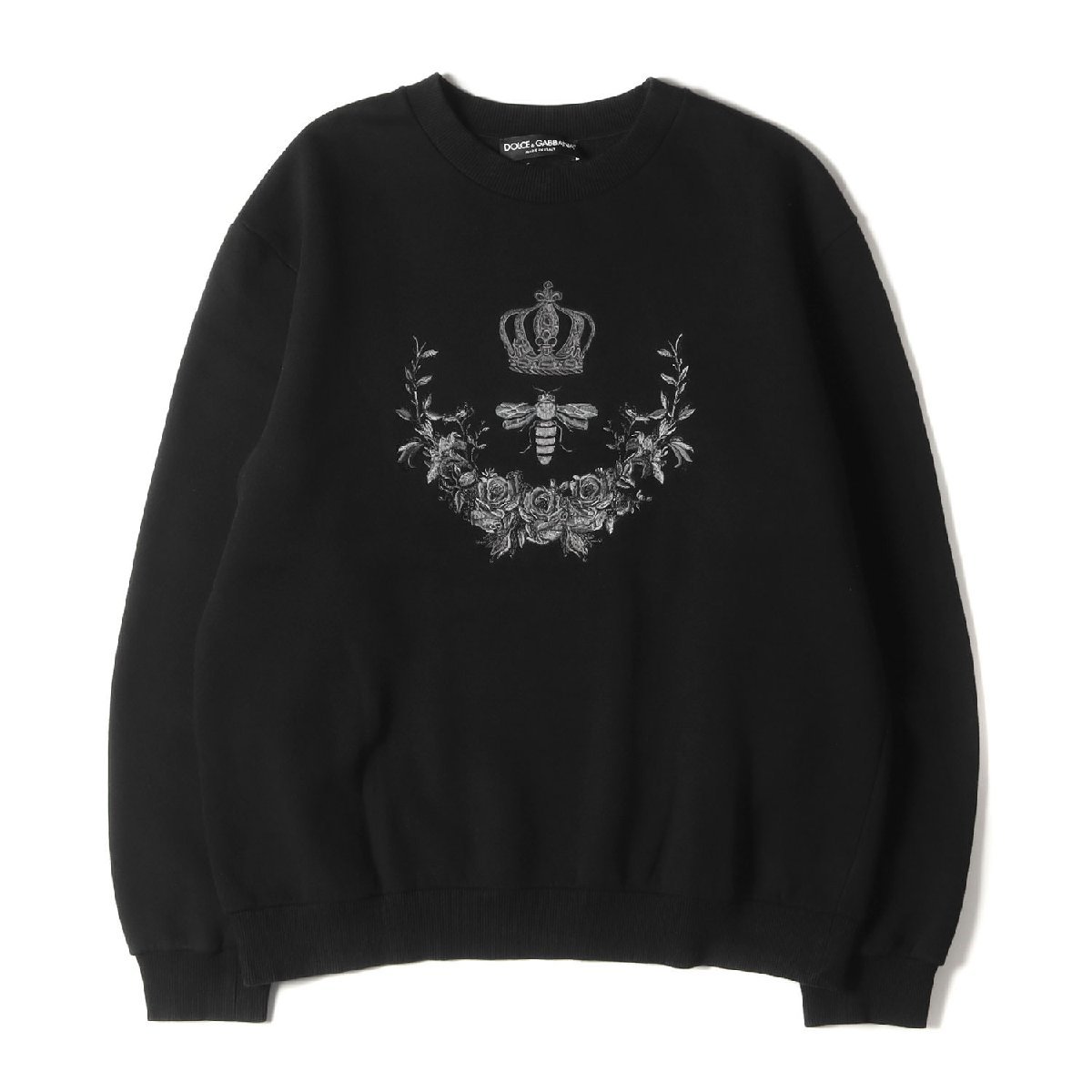 DOLCE&GABBANA ドルチェ&ガッバーナ 近年モデル オーバーサイズ ビークラウン刺繍 スウェット Oversized Bee & Crown Sweatshirt ブラック