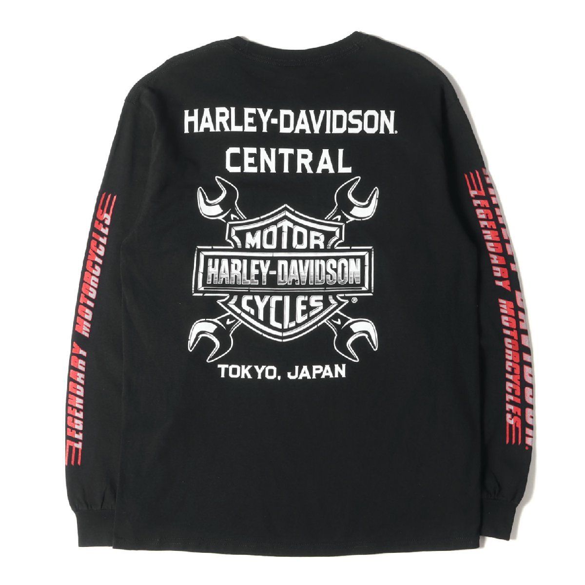 HARLEY-DAVIDSON ハーレーダビッドソン Tシャツ サイズ:M 2019年モデル ロゴプリント ロングスリーブ ポケット Tシャツ ブラック 長袖_画像1