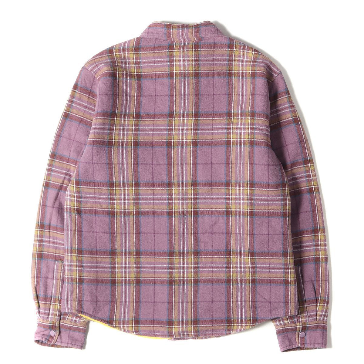 美品 Supreme シュプリーム 18AW パイルライニング チェック フランネル シャツ Pile Lined Plaid Flannel Shirt ダスティーパープル S_画像2