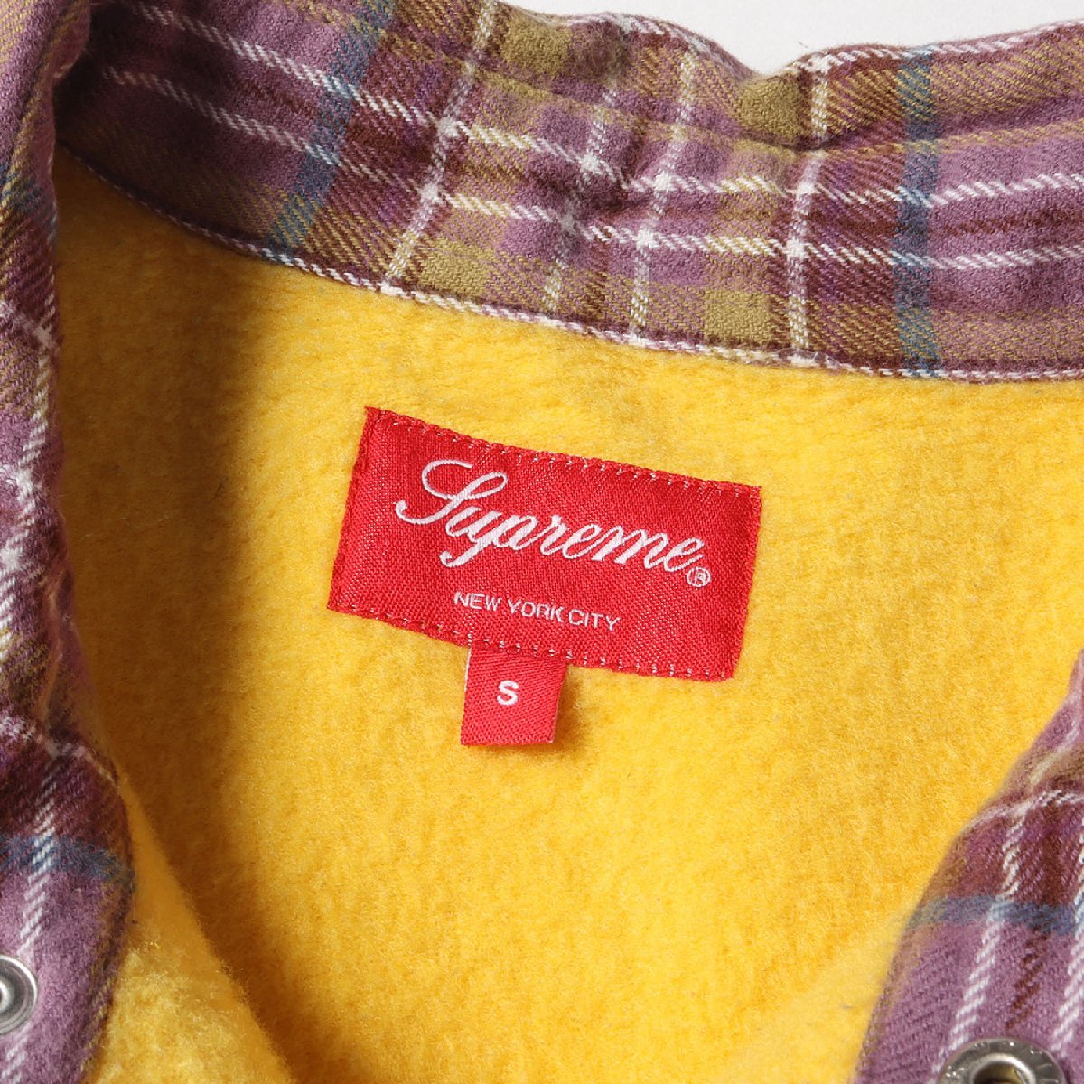 美品 Supreme シュプリーム 18AW パイルライニング チェック フランネル シャツ Pile Lined Plaid Flannel Shirt ダスティーパープル S_画像3