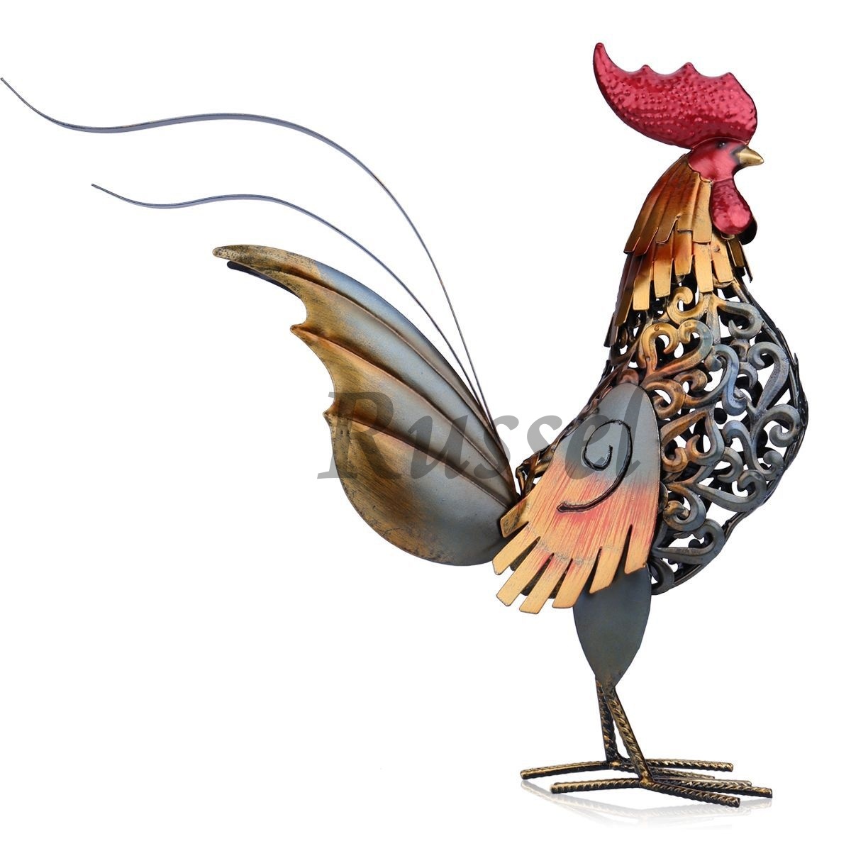 雄鶏 にわとり アイアン 鉄 金属 アート 動物 鳥 置物 オブジェ インテリア ガーデニング ベランダ 金 銀 ゴールド シルバー