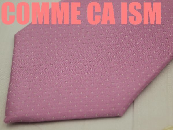 OA 704 【期間限定お試し】 コムサイズム COMME CA ISM ネクタイ ピンク色系 ドット柄 ジャガード_画像1