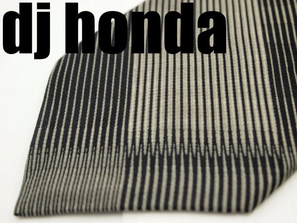 OA 682 【期間限定お試し】 ディージェイホンダ dj honda ネクタイ 黒 グレー色系 ストライプ柄 ジャガードの画像1