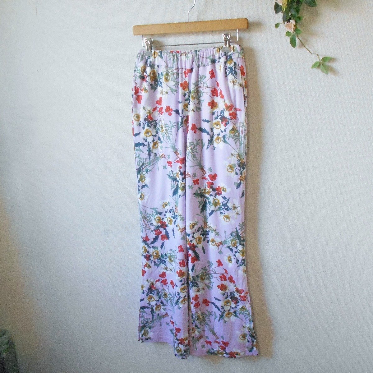  Pink House bro can toPINKHOUSE BROCANTE pants lady's piling flower print made in Japan 