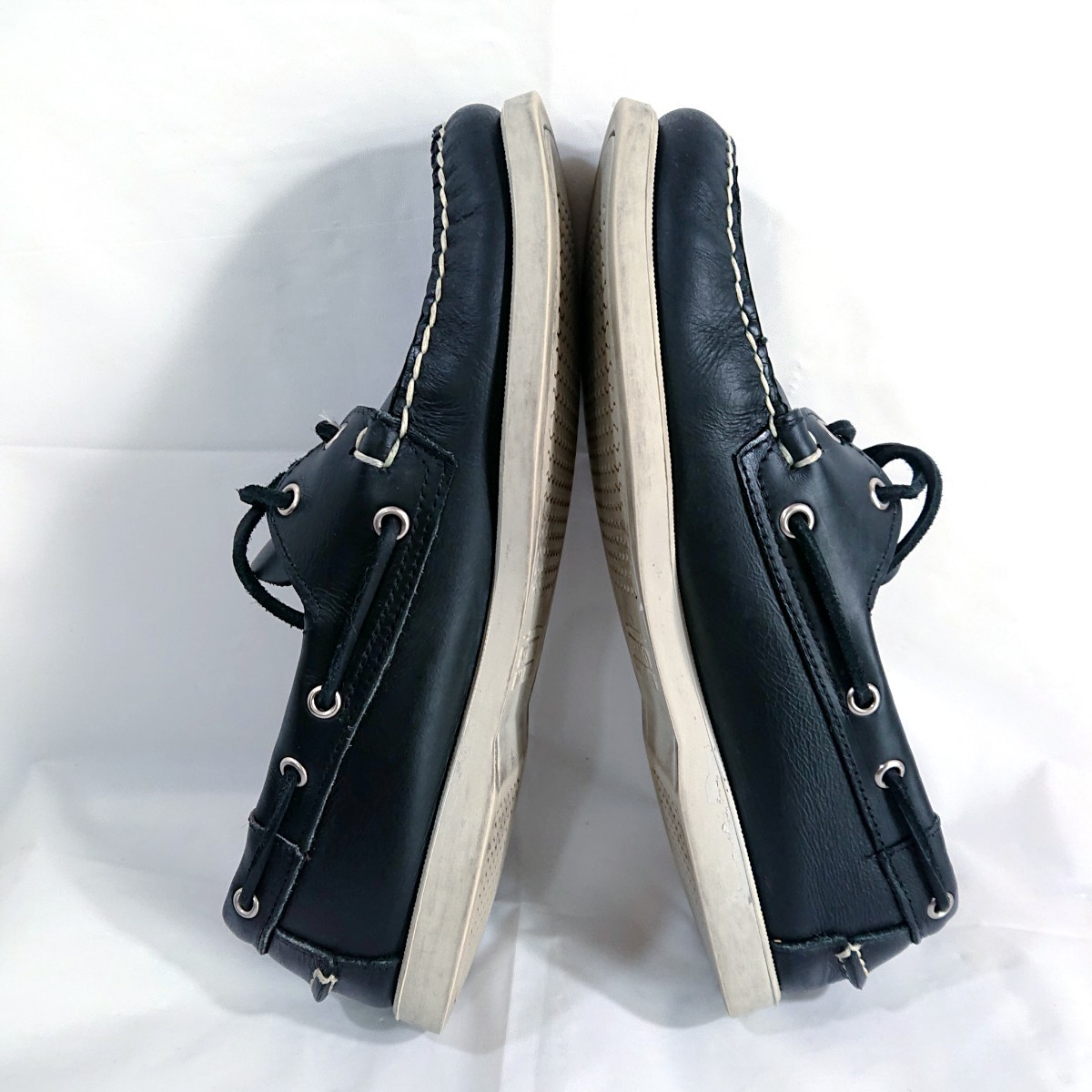 ■セバゴ/デッキシューズ/Docksides/黒レザー/27㌢E/幅広タイプ/9インチWIDE/SEBAGO/モカシン_画像5