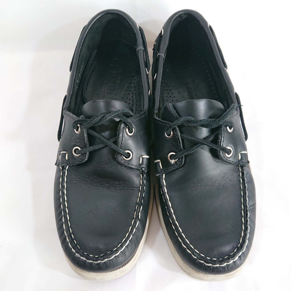 ■セバゴ/デッキシューズ/Docksides/黒レザー/27㌢E/幅広タイプ/9インチWIDE/SEBAGO/モカシン_画像2