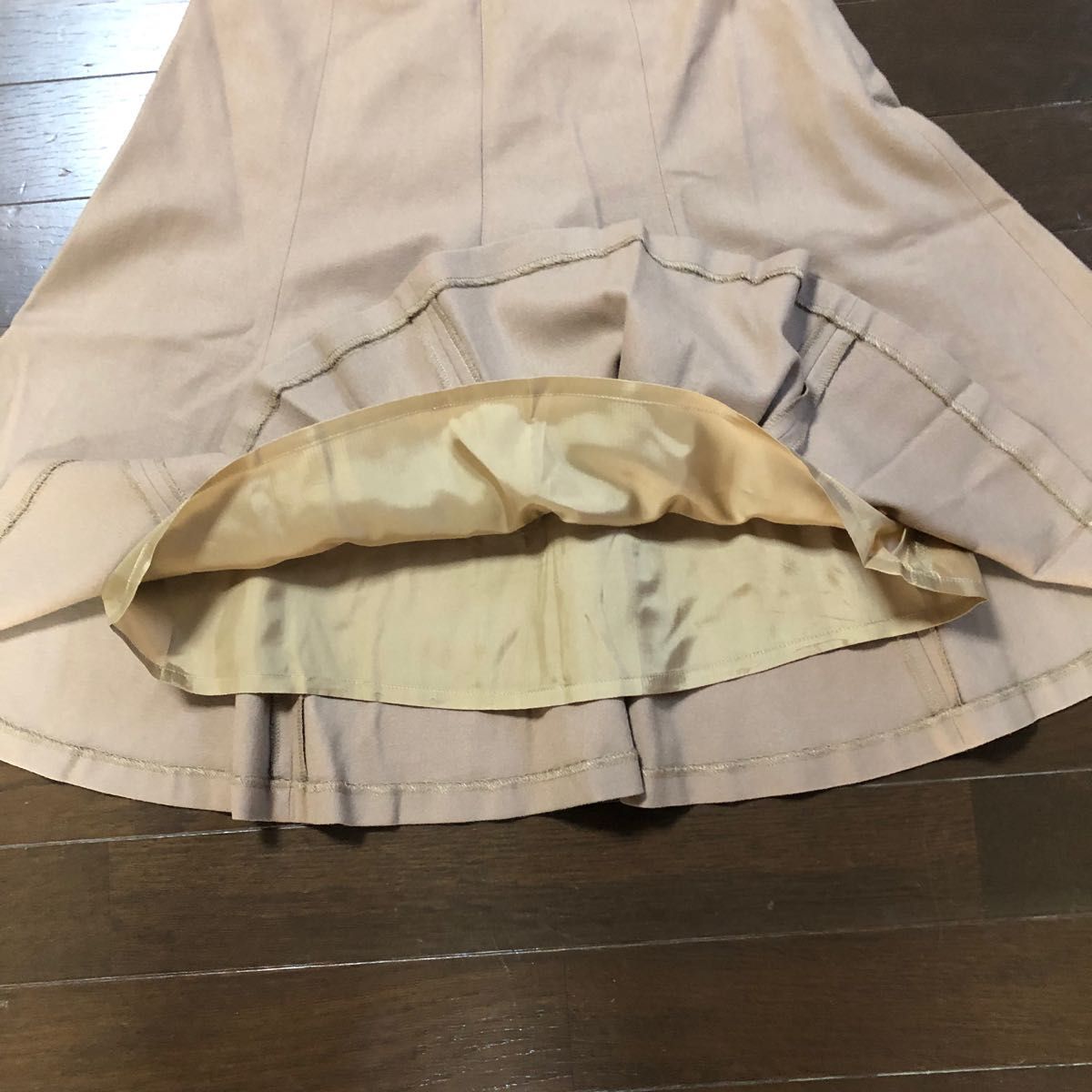 ANAVI／レディース　ひざ丈スカート　フレアスカート　裏地付き　日本製　ブラウン　Mサイズ