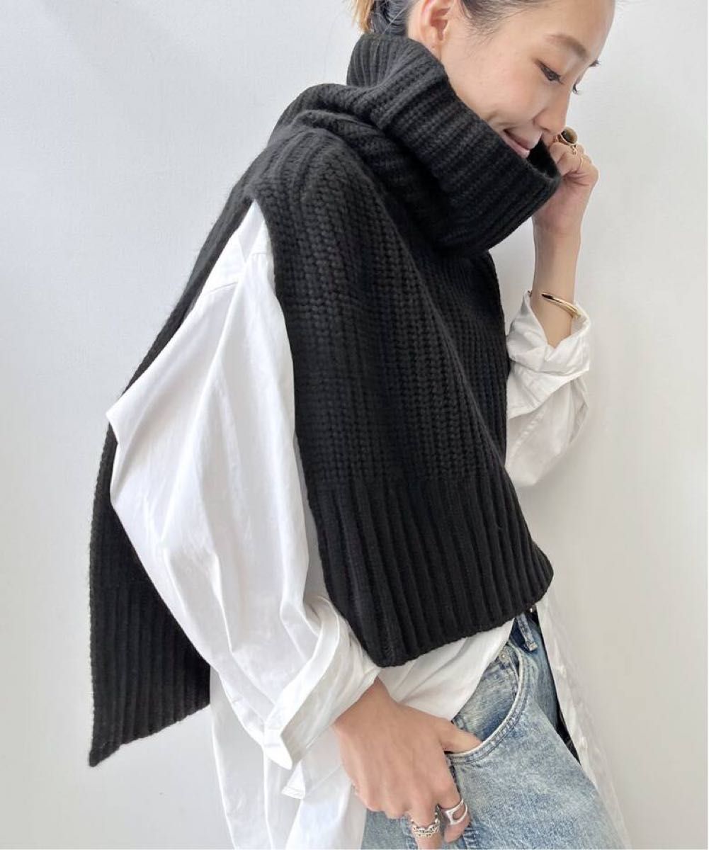 YVES SALOMON/イヴ サロモン】 WOOL FRONT KNITWEAR ブラック YVES SALOMON/イヴ サロモン】 WOOL FRONT KNITWEAR ブラック