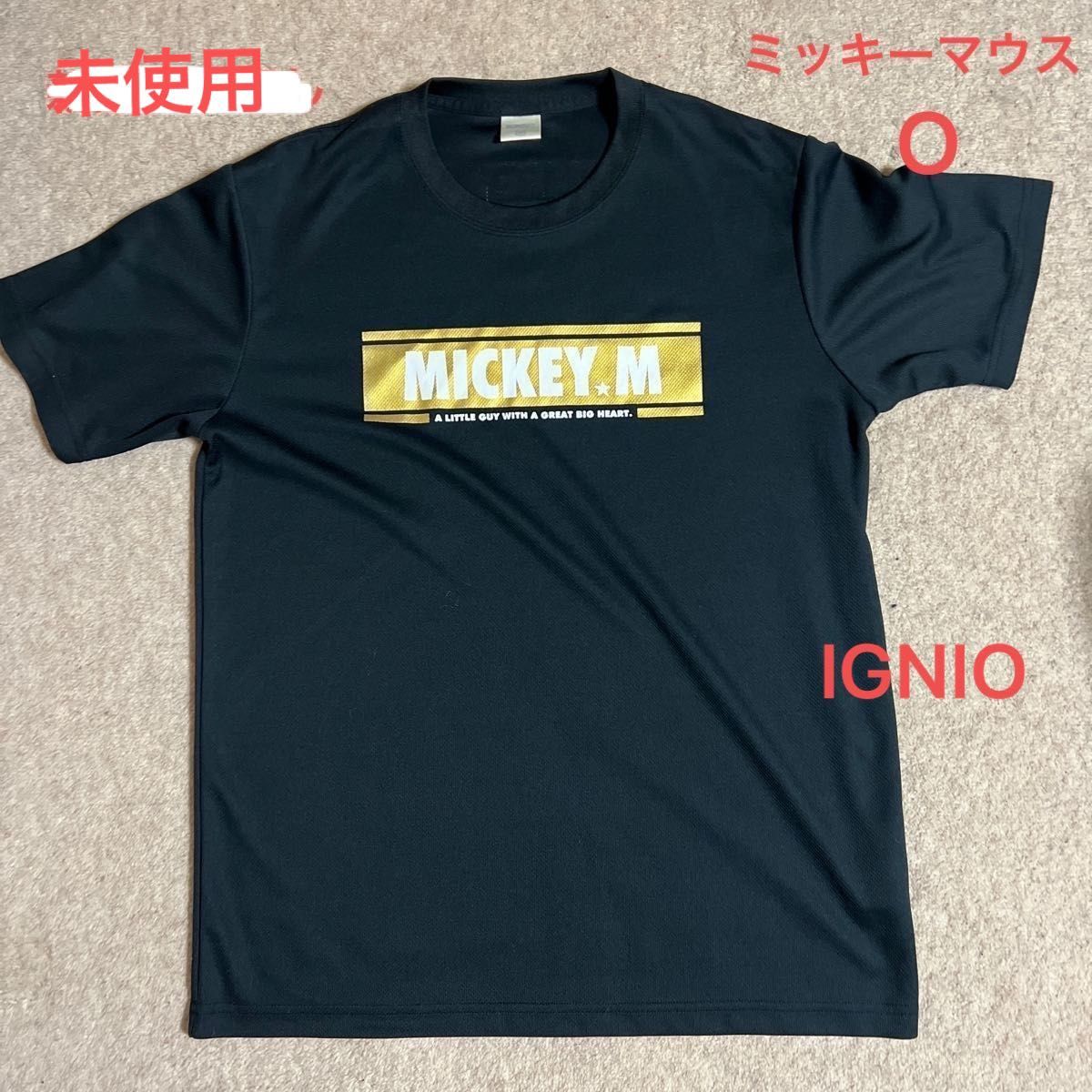 未使用  IGNIO ミッキーマウス半袖Tシャツ  ブラック  Oサイズ 半袖Tシャツ 黒 速乾 ドライ ディズニーランド 