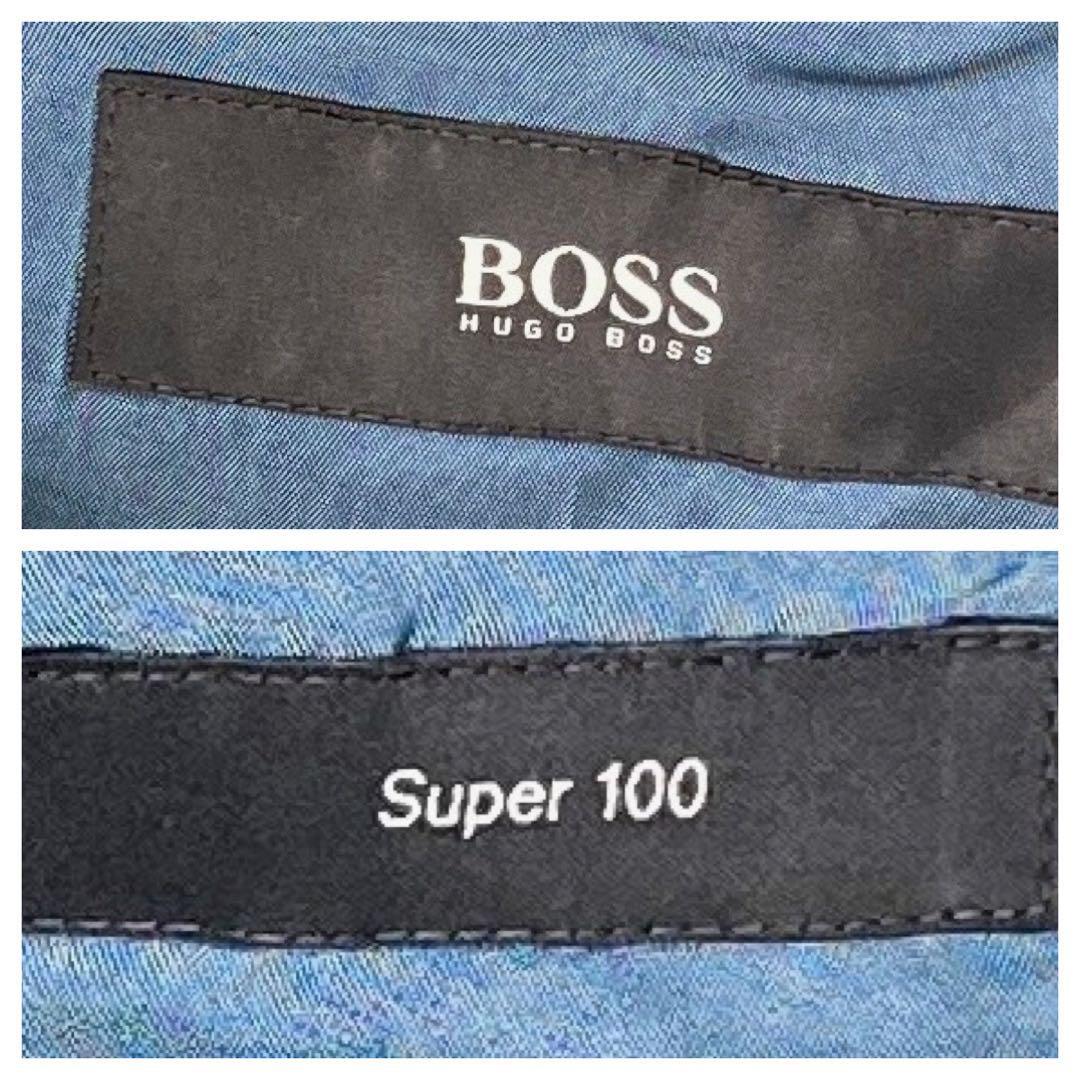 良品 HUGOBOSS ヒューゴボス セットアップ スーツ super100 ウール 46サイズ Sサイズ 黒 ブラック 総裏 光沢感あり メンズ ビジネス_画像9