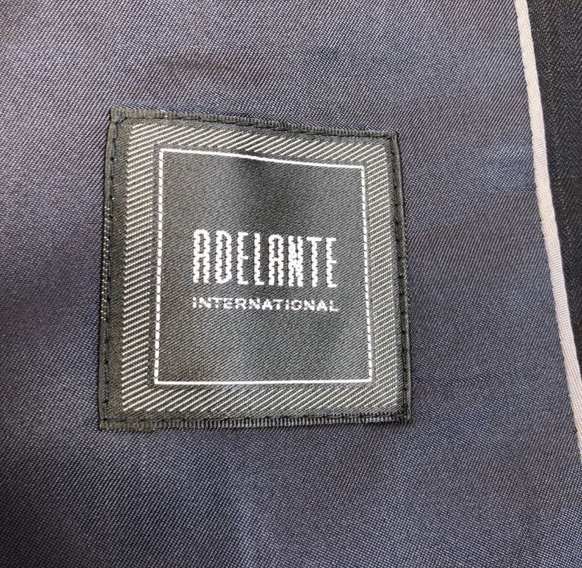 新品　ADELANTE（アデラント）濃紺ネイビー　ウール100% ストライプ　テーラードジャケット サイズAB6 2つボタン　センターベンツ　激安_画像8