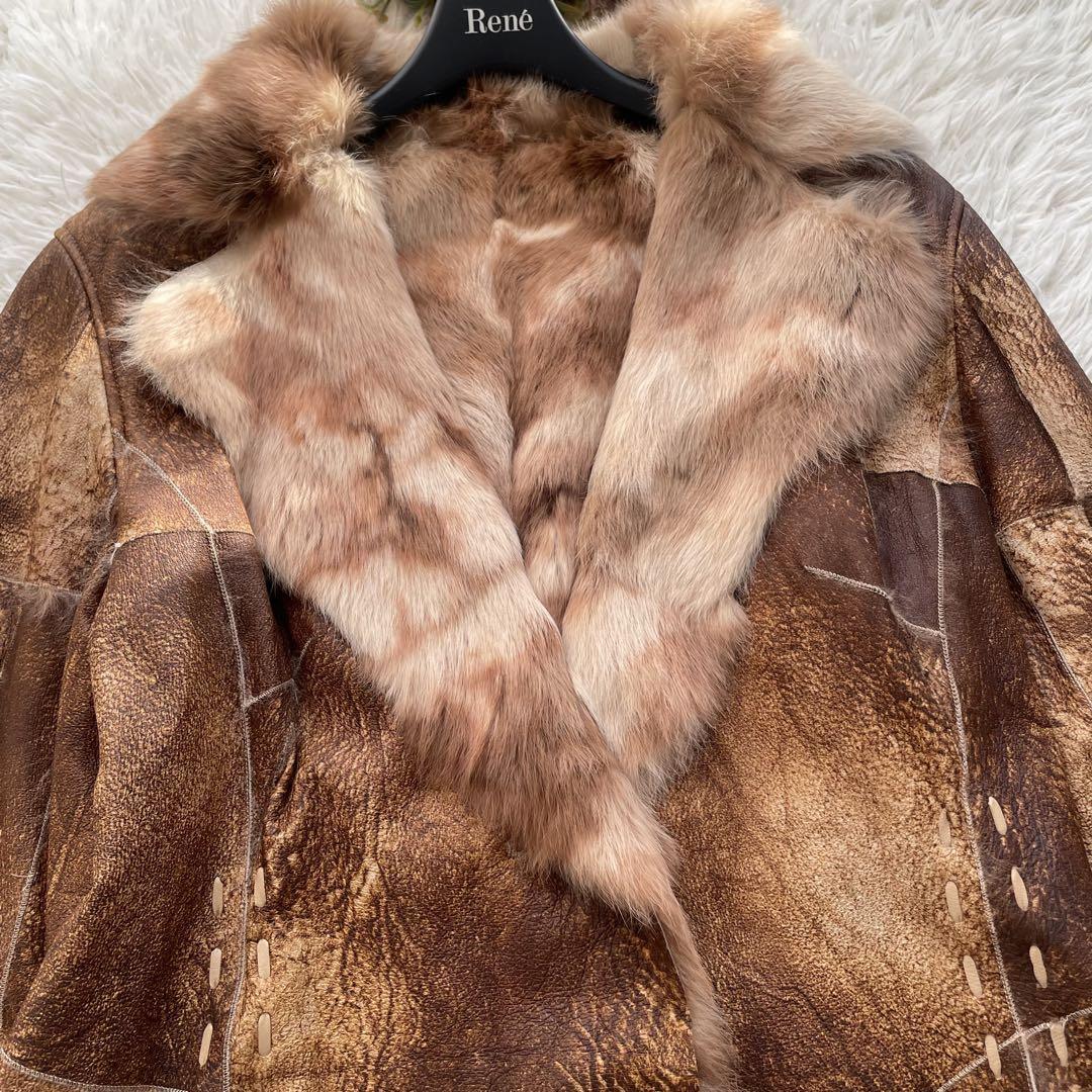 【極美品】ラビットファー　毛皮　コート　ジャケット　オーバーサイズ　ブラウン