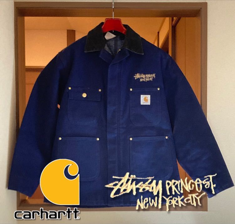 奇跡の一着 スーパーレア 極美 90s NY限定 stussy carhartt NEW YORK CITY PRINCE ST. カーハート　90年代 チョアコートNIGO supreme_画像1