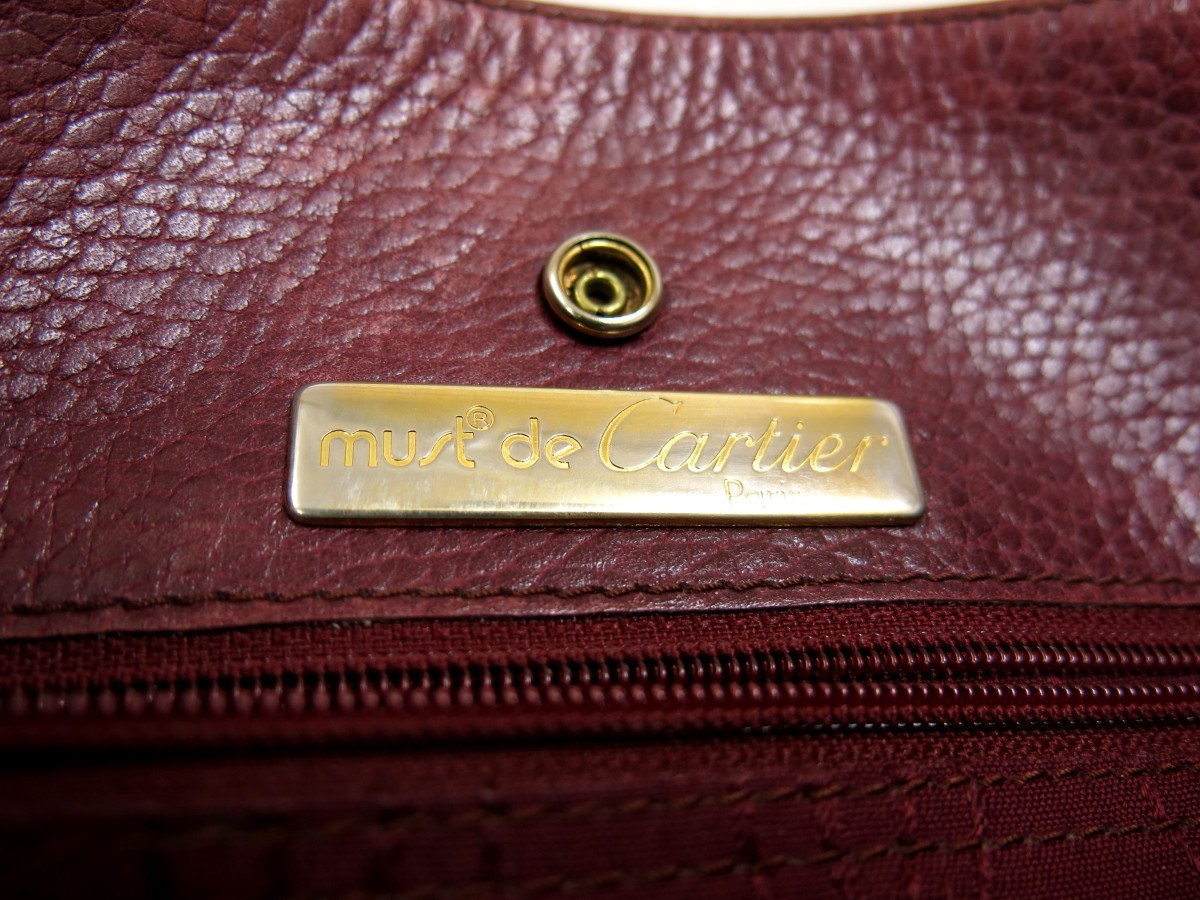 Cartier カルティエ◆マスト◆カーフ レザー 本革◆ショルダー バッグ◆ボルドー ゴールド金具◆美品◆トリニティ―◆斜め掛け◆N6727_画像9