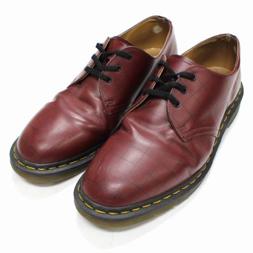 UNDERCOVER × Dr.Martens 22AW 3hole Shoes 1461 3ホールシューズ グリッドチェック UK10 チェリーレッド