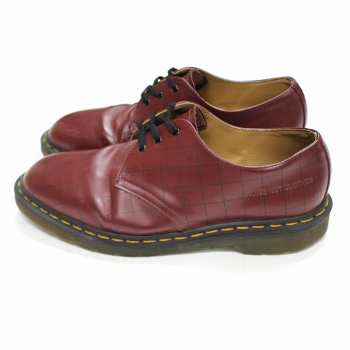 UNDERCOVER × Dr.Martens 22AW 3hole Shoes 1461 3ホールシューズ グリッドチェック UK10 チェリーレッド_画像2