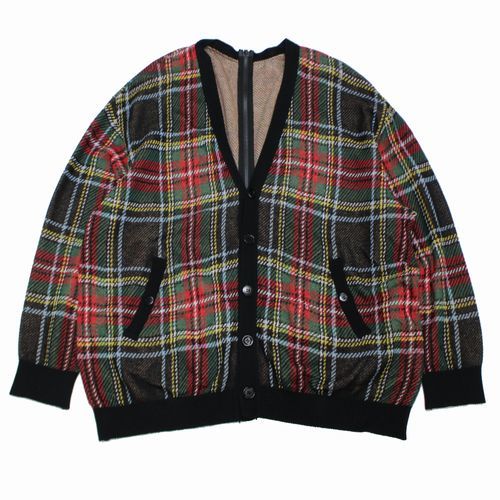 UNDERCOVER アンダーカバー 23SS Tartan Check Zipped Knit Cardigan タータンチェック ジップ ニット カーディガン 3 レッド チェック_画像1