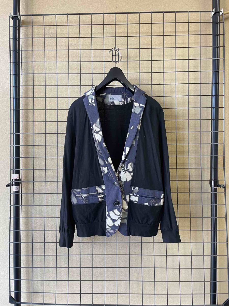 【kolor/カラー】Switching Design Jacket size1 MADE IN JAPAN 柄切替しデザイン レディース ジャケット カジュアル テーラード_画像1