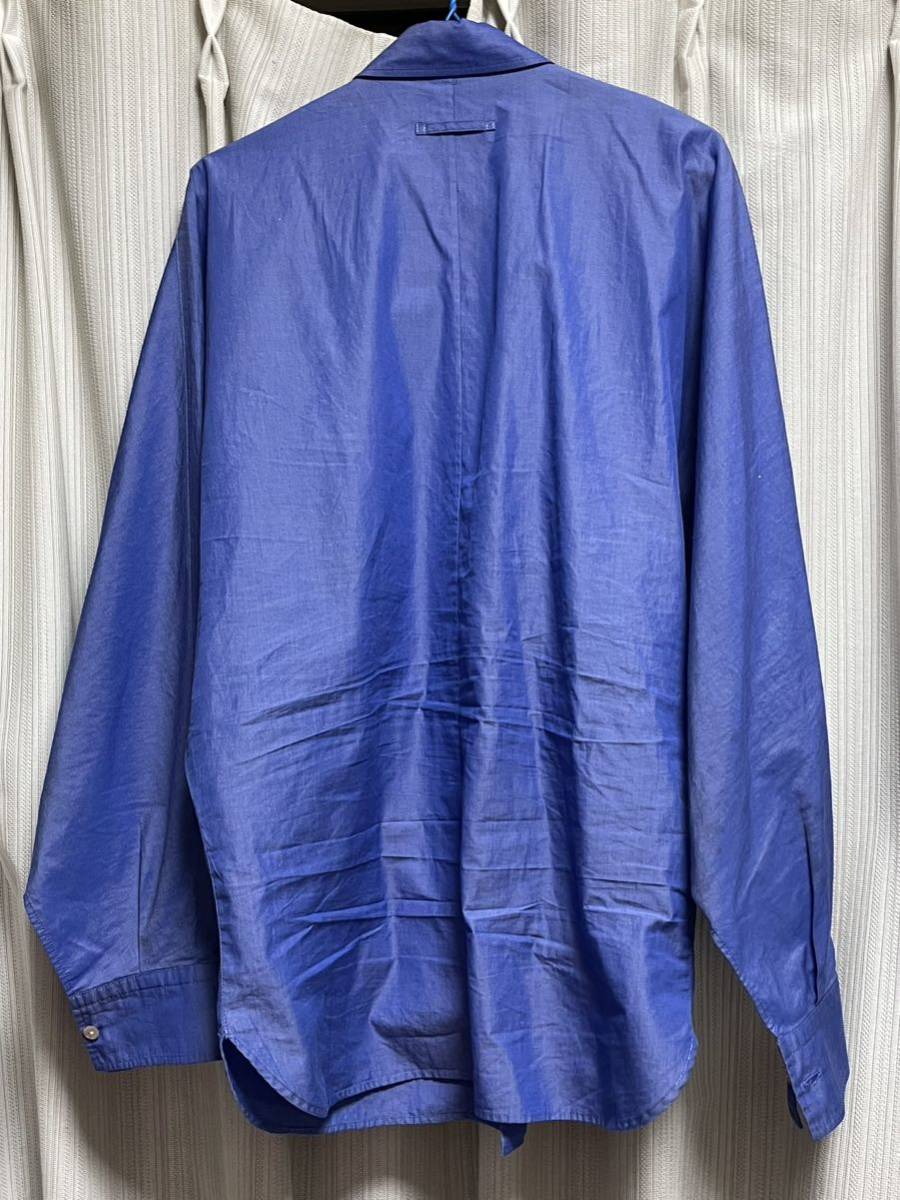 Jean Paul GAULTIER HOMME 48 美しいブルー 単色 シャツ 袖広い_画像2