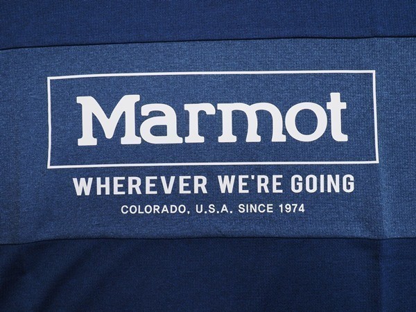 新品正規 Marmot マーモット 海外限定 接触冷感 消臭抗菌 Mision Round 半袖 Tシャツ100(L)ネイビー(NA) 直営店購入_画像4