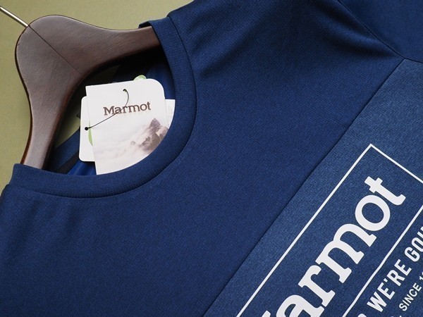 新品正規 Marmot マーモット 海外限定 接触冷感 消臭抗菌 Mision Round 半袖 Tシャツ100(L)ネイビー(NA) 直営店購入の画像3
