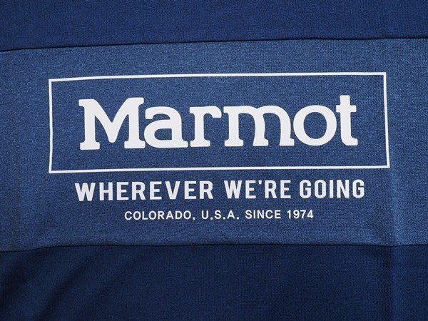 新品正規 Marmot マーモット 海外限定 接触冷感 消臭抗菌 Mision Round 半袖 Tシャツ95(M)ネイビー(NA) 直営店購入の画像4