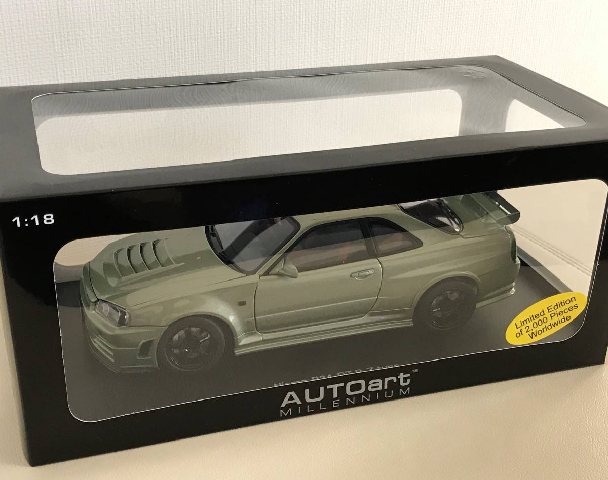 新品未開封 AUTOart 1/18 ダイキャスト ニスモR34 GT-R Z-tune ミレニアムジェイド 2000台限定 オートアート スカイライン_画像6