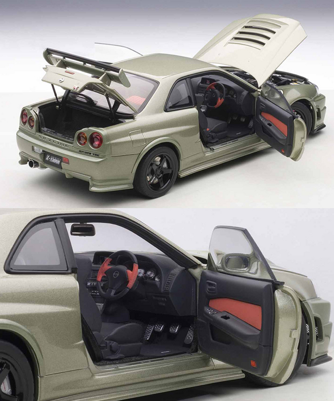 新品未開封 AUTOart 1/18 ダイキャスト ニスモR34 GT-R Z-tune ミレニアムジェイド 2000台限定 オートアート スカイライン_画像5