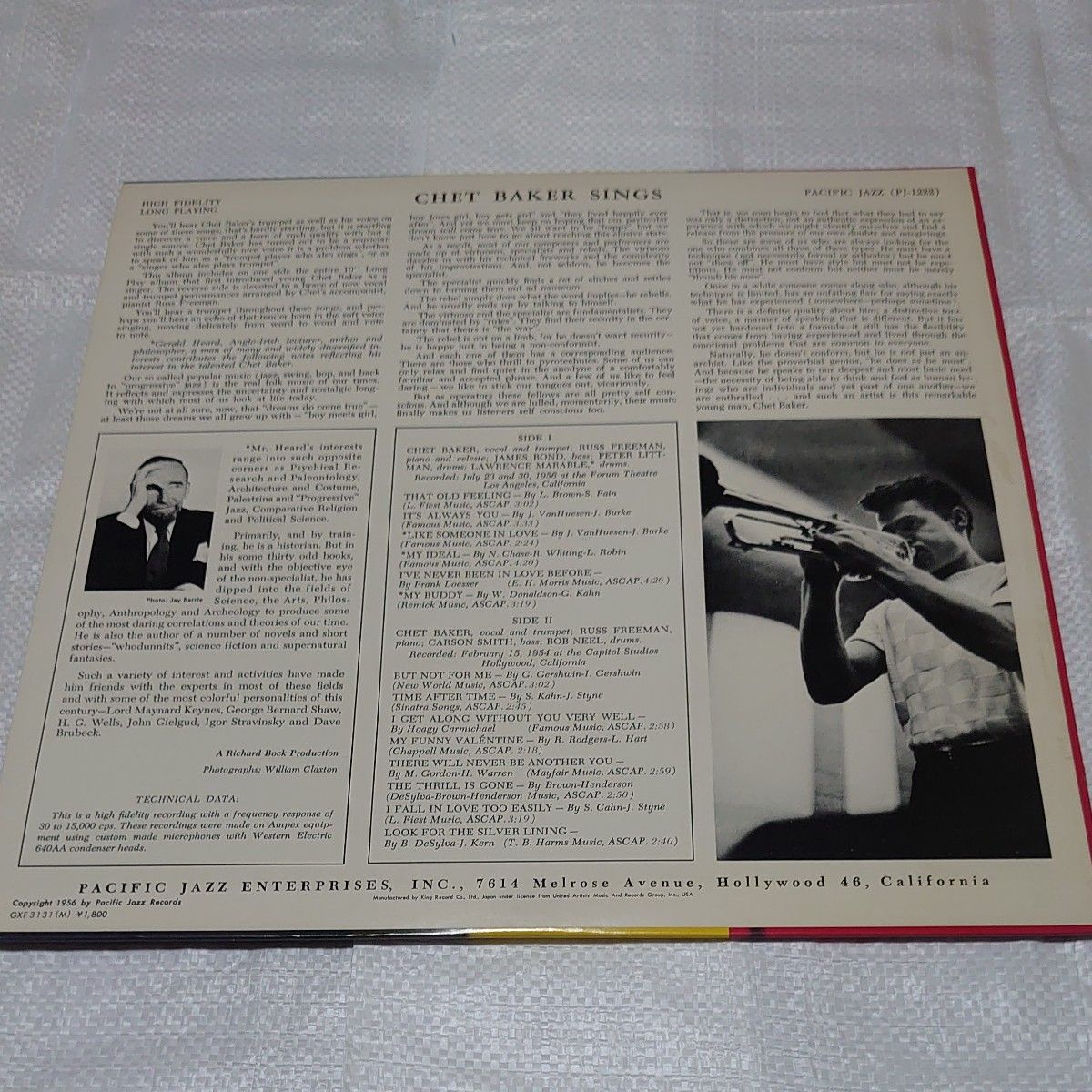 Chet Baker Sings　　LPレコード盤