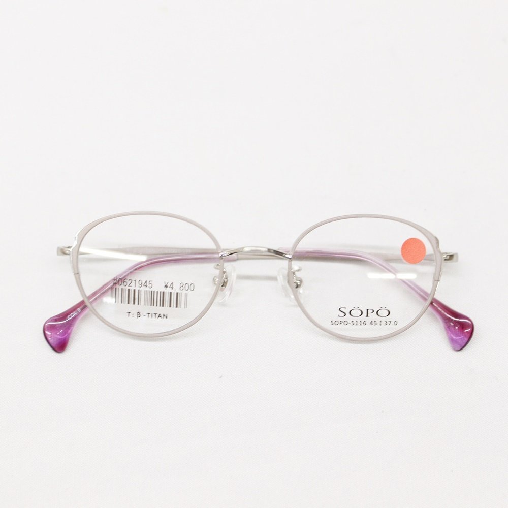 SOPO ソポ 眼鏡 メガネフレーム SOPO-5116 col.3 シルバー/パープル系 ケース付き 未使用品☆の画像6