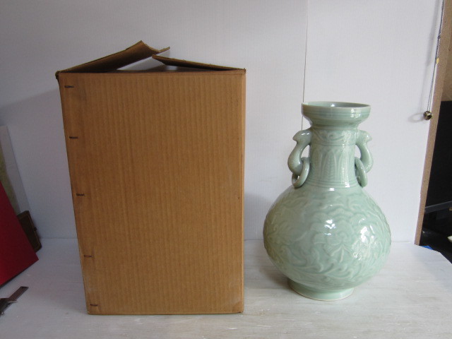 中国龍泉 　花瓶　壺　花器　陶器製　_画像1