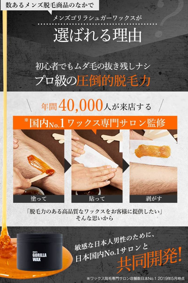 スターターキット メンズゴリラ ブラジリアンワックス 350g スターターセット 脱毛 VIO 男性用 除毛 ムダ毛処理 全身 顔_画像2