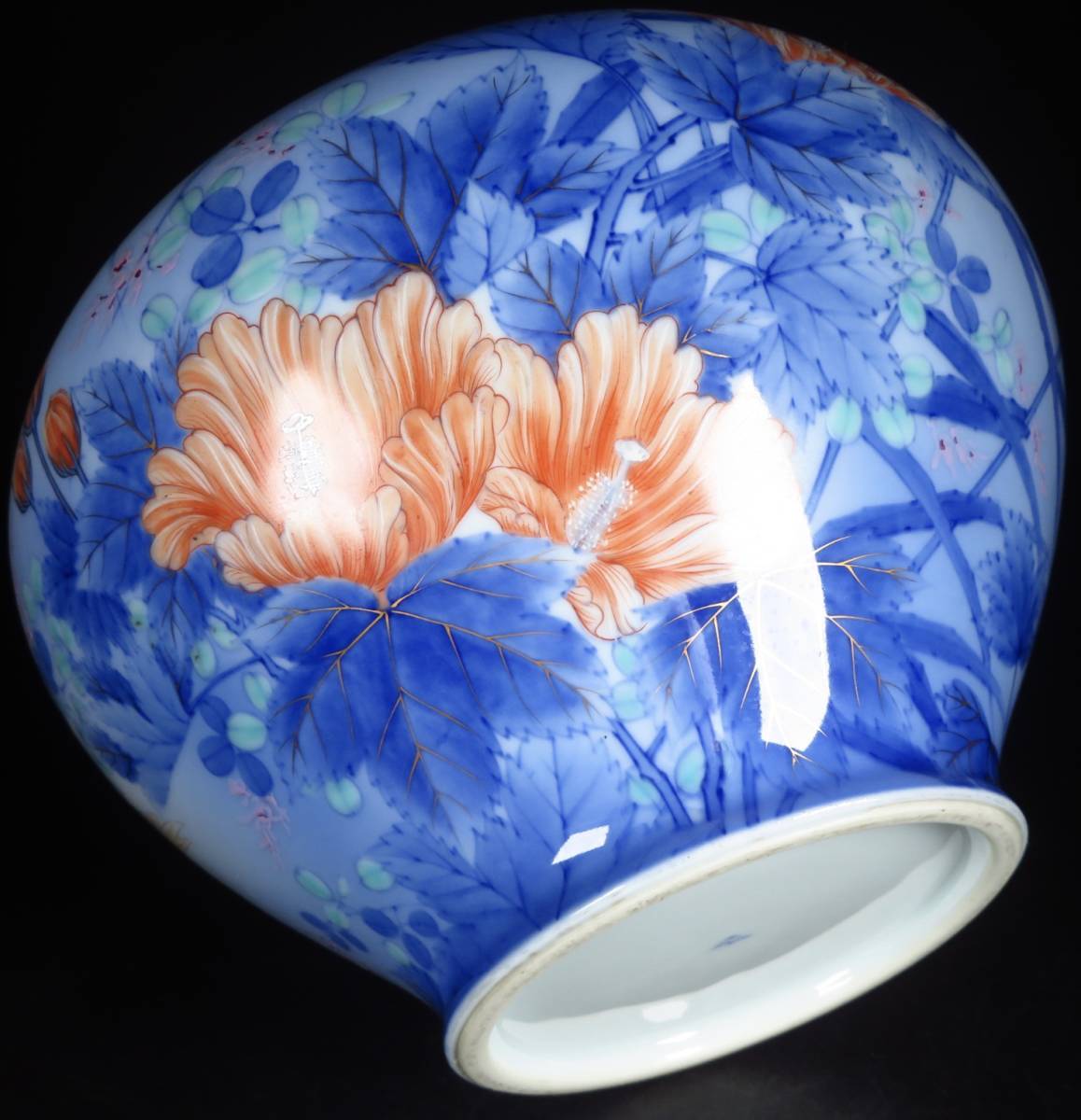 SAKURAYA】時代【 染錦 金彩花鳥図花瓶/宮内庁御用達 深川製磁 SAKURAYA】時代【 染錦 金彩花鳥図花瓶/宮内庁御用達 深川製磁