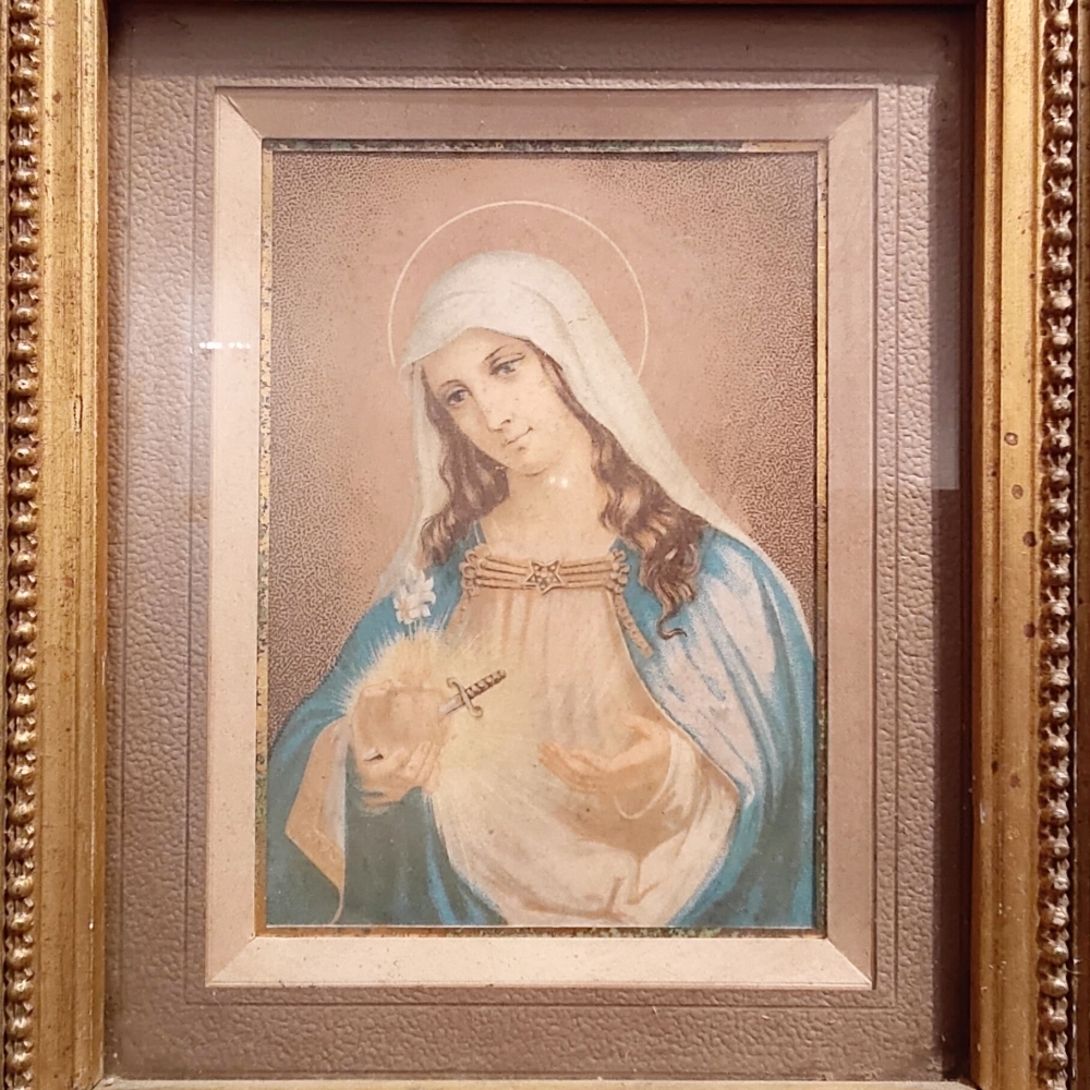 汚れなき御心の聖母マリア　フランス　アンティーク　1870年代　版画　額縁　宗教　キリスト教　イエスキリスト_画像5